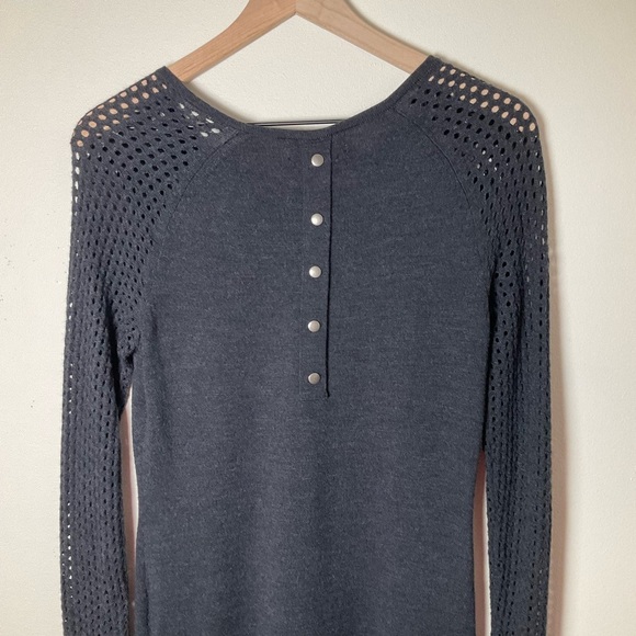 Cynthia Rowley Sweater Dress | 100% Merino Wool | Knot | Gray | Small - Picture 6 of 9